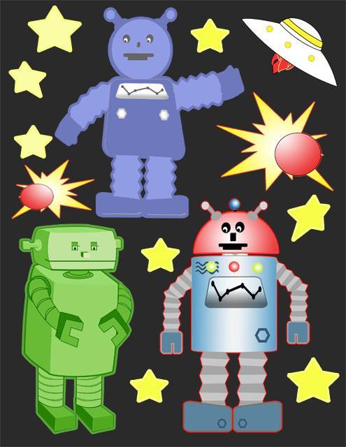 Robot Wall Decals & Stickers - High-Quality Vinyl Wall Art for Kids Room, Nursery, and Playroom Decor - Easy to Apply & Remove
