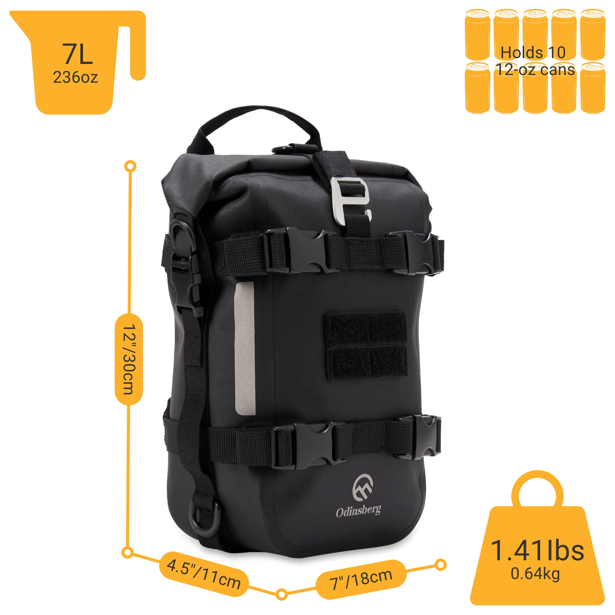 Waterproof Motorcycle Tail Bag 7L - Durable Motorcycle Dry Bag for Crash Bars, Sissy Bars & Back Seats - Universal ATV/Enduro/Dirt Bike Luggage Pack for Rain Protection & Adventure Riding