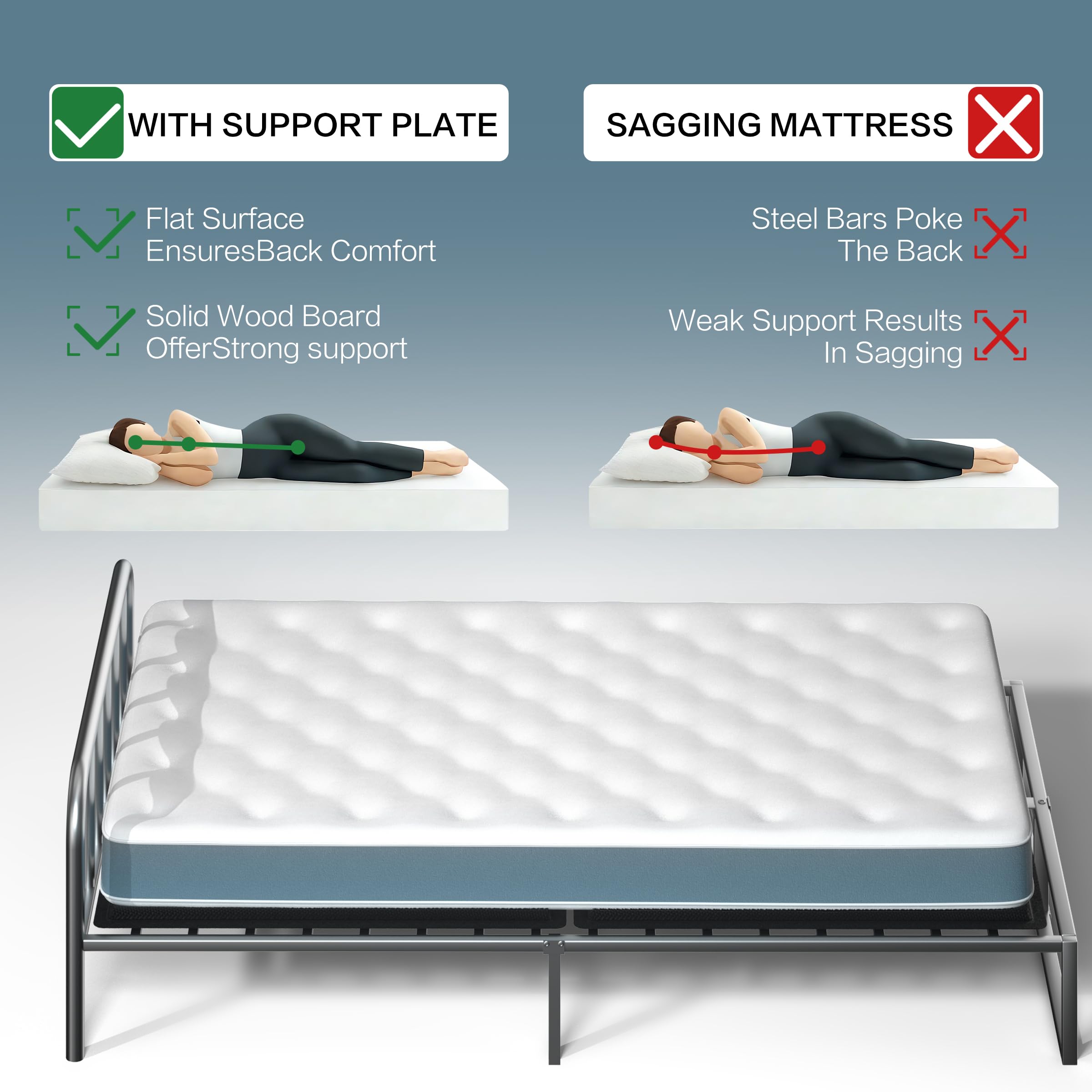 Queen Size Folding Spring Box Mattress - 10MM Thick, Lightweight & Thin, No Assembly Required (60x80 Inches) - Perfect for Guest Rooms, Dorms & Small Apartments