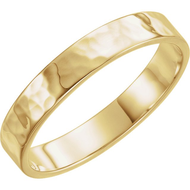 14K Gold 4mm Flat Band Ring for Women - Hammered Finish Wedding Band, Stackable Ring, Anniversary Gift - Perfect for Everyday Wear, Special Occasions & Jewelry Stacking