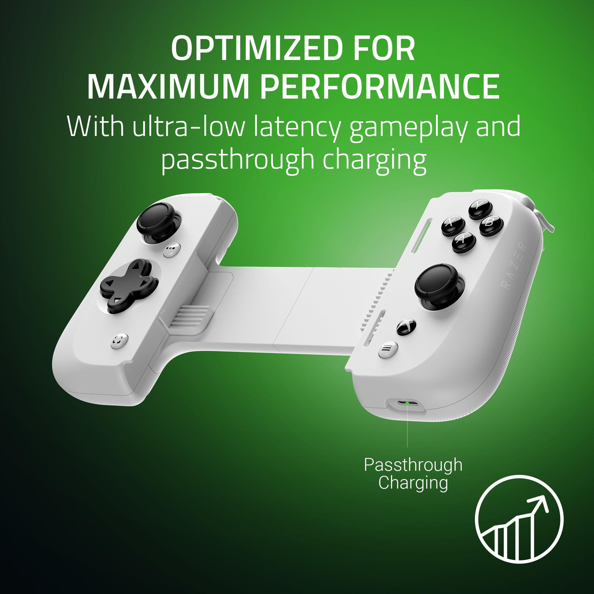 Razer Kishi V2 Mobile Game Controller for iPhone (Lightning) - Xbox Edition | High-Precision Console Gaming Controls | Universal Fit | Stream PC & Xbox Games | Free Nexus App | Includes 1 Month Xbox Game Pass (White) - Perfect for Mobile Gaming, Cloud Gaming & Travel Entertainment