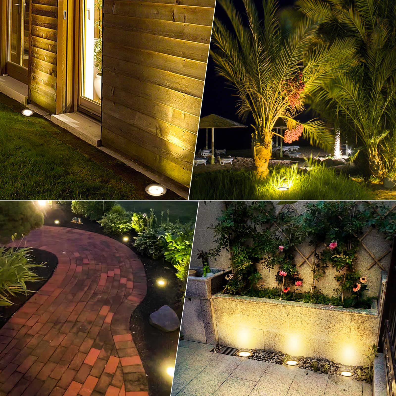 6W Well Lights Landscape LED In-Ground Outdoor Lighting, AC/DC 12-24V Low Voltage IP68 Waterproof 2700K Warm White - 6 Pack for Yard, Garden, Patio, Pathway & Driveway Lighting