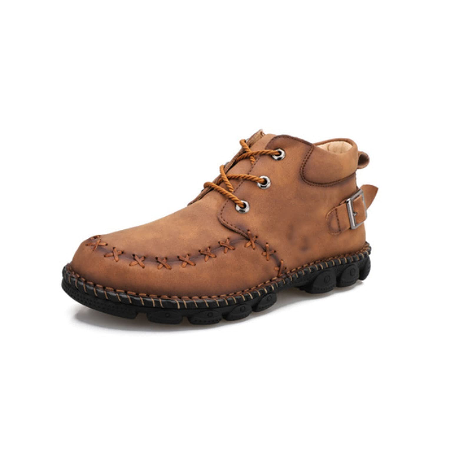 GAGC Men's Fashion Casual Leather Ankle Boots - Lace Up Designer Sneakers for Outdoor & Everyday Wear (Brown, Size 11) | Perfect for Hiking, Work & Street Style