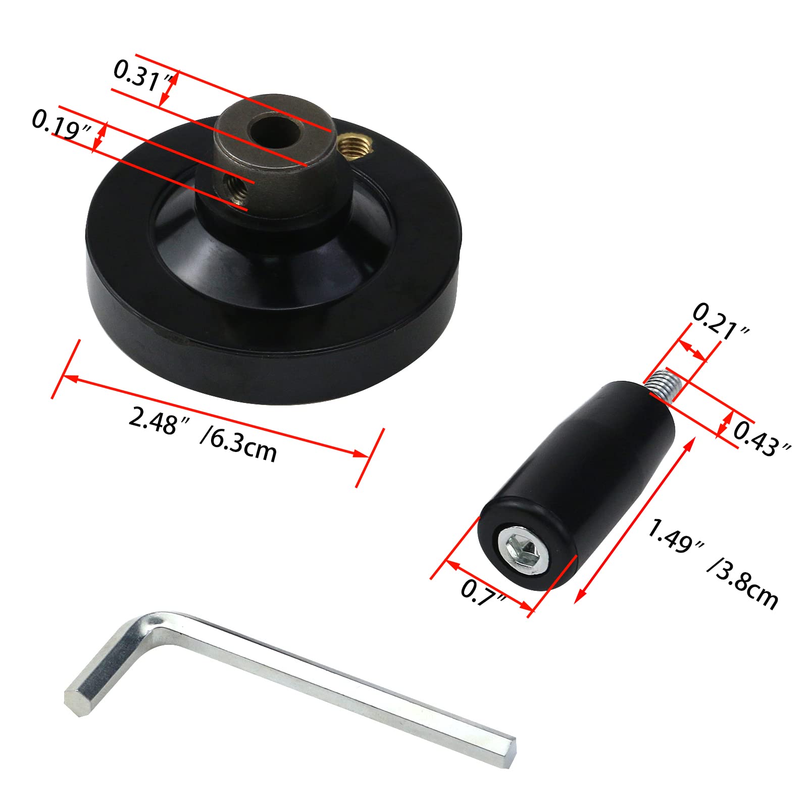 2PCS Hand Crank Revolving Handle 63x8mm M6 Thread Hand Wheel for Lathe, Milling Machine, Grinder (2.48