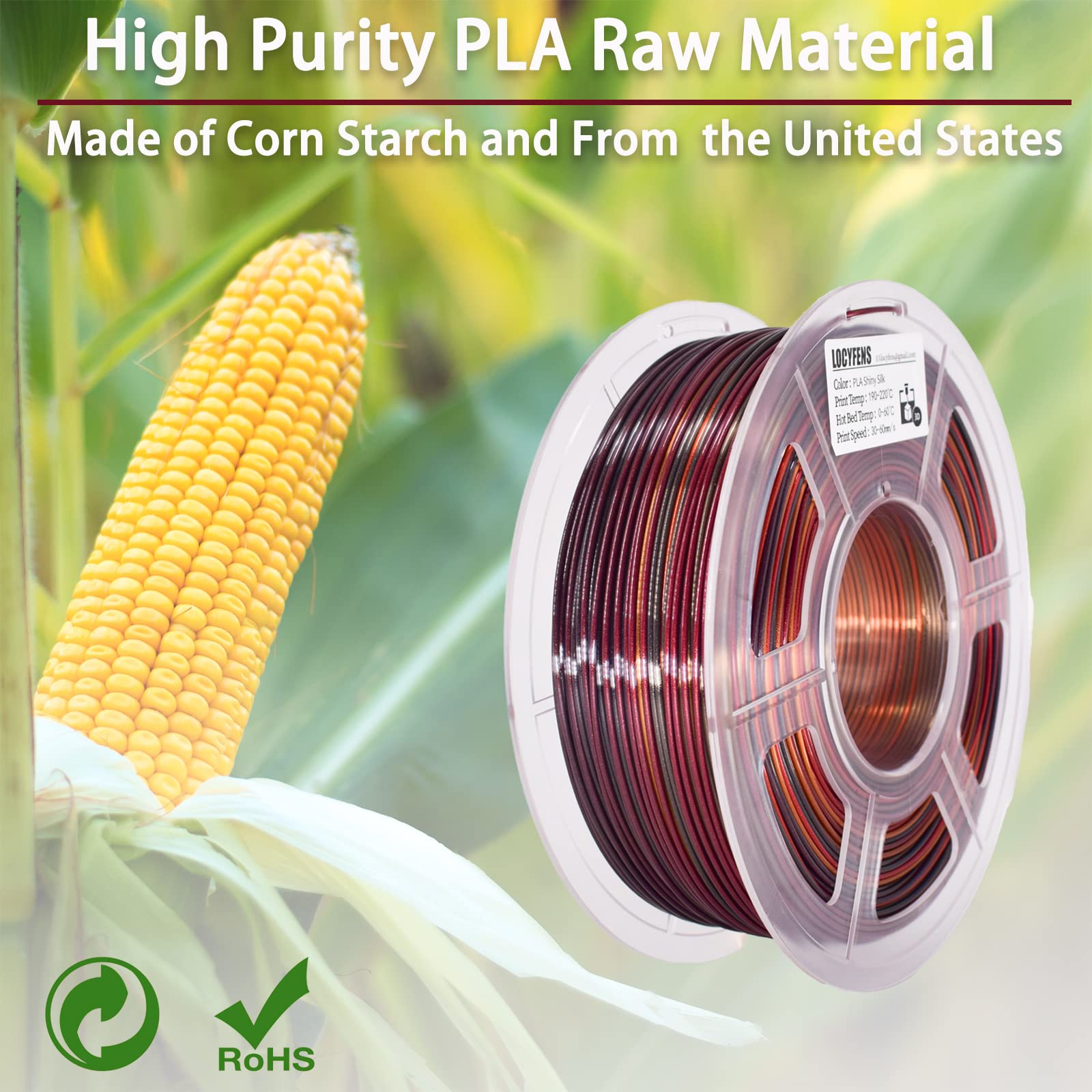 Premium 3D Printer Filament PLA 1.75mm - Silk Gold, Shiny Red & Black Filament (+/-0.02mm Accuracy) 1kg/2.2lbs Spool - Ideal for 3D Printing, DIY Projects, Cosplay Props & Home Decor