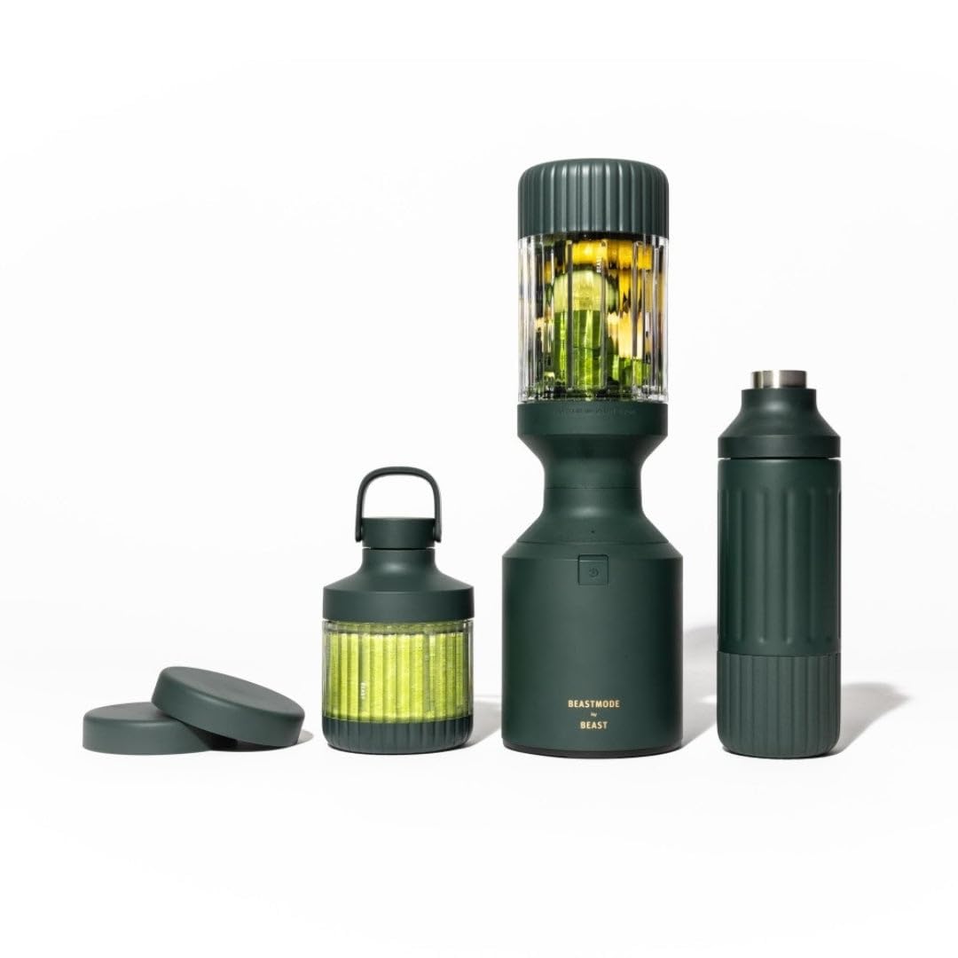 Beastmode by Beast Health Blender - 1200W High-Power Smoothie & Protein Shake Maker with Stainless Steel Bottle (Forest Green) - Perfect for Gym, Home & Healthy Lifestyle - Beast Health x Marshawn Lynch Collaboration