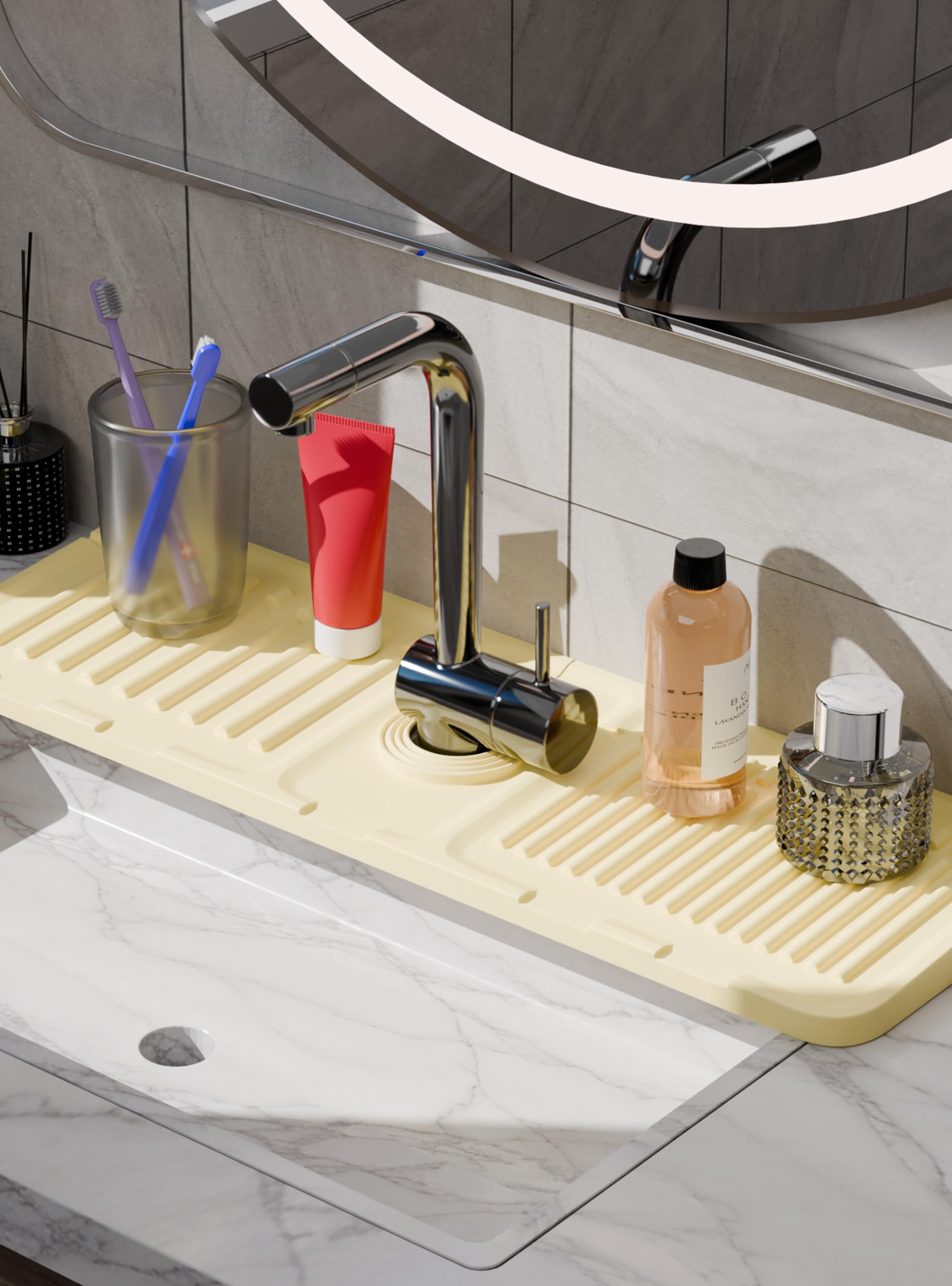 ARCLIBER Silicone Kitchen Sink Splash Guard with Drip Catcher Tray - 17.3