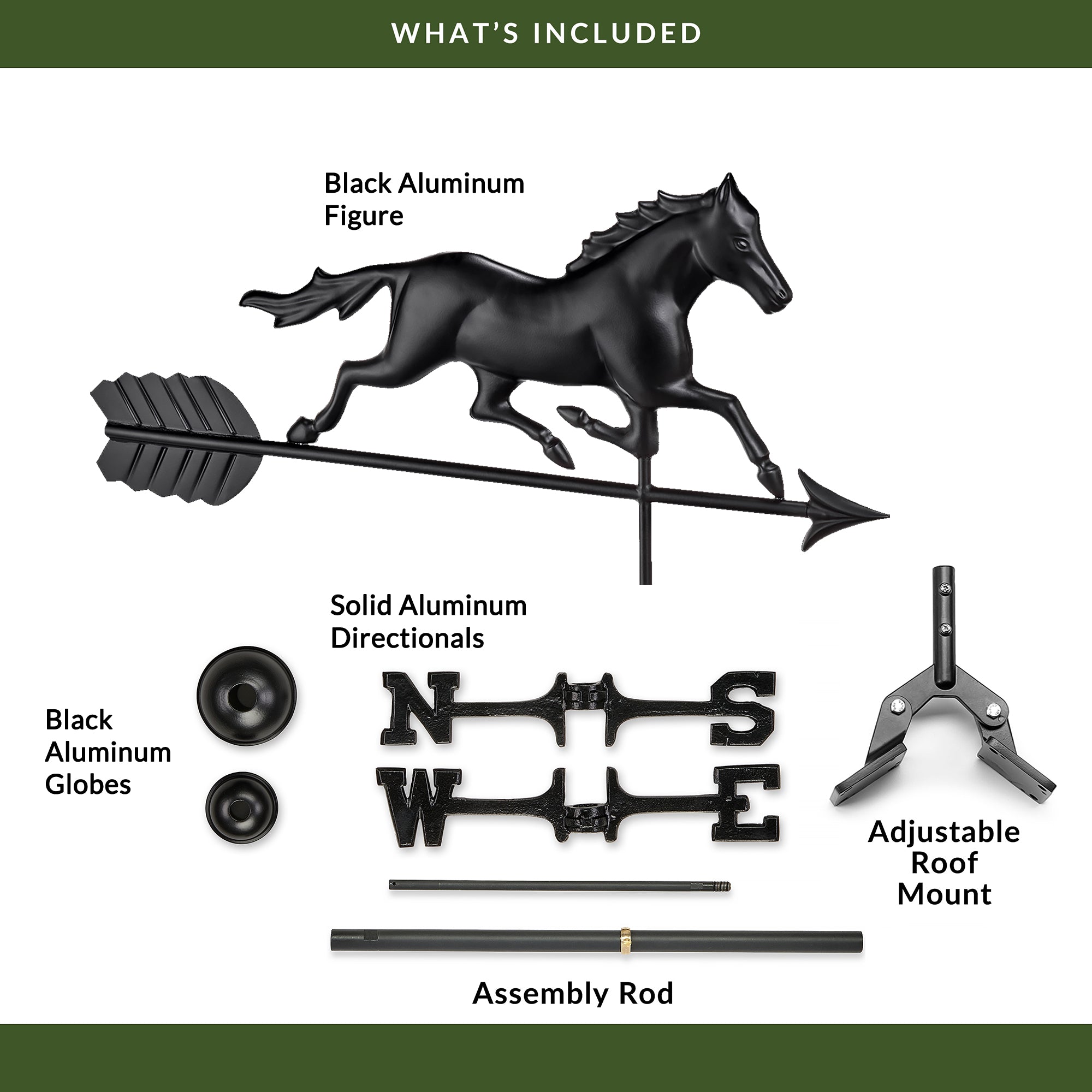 Black Aluminum Trotting Horse Statue - Elegant Home & Office Decor for Equestrian Lovers | Perfect for Bookshelf, Desk, or Gift Giving