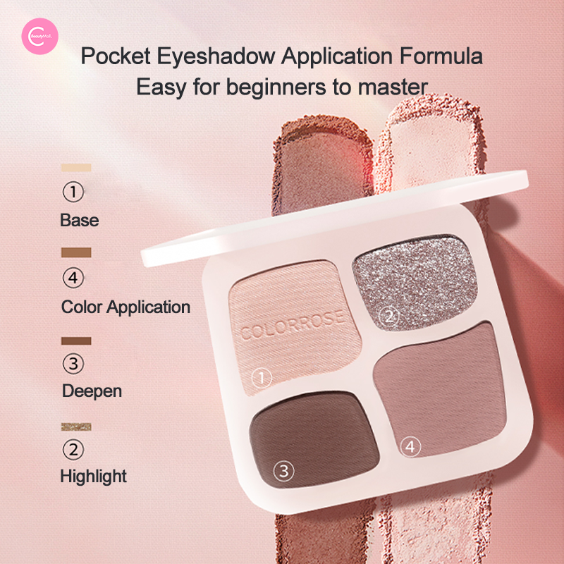 Colorrose Compact 4-Color Eyeshadow Palette - Travel-Friendly Makeup for Everyday & Party Looks