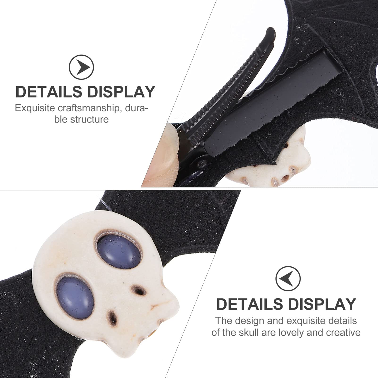 Beaupretty Halloween Hair Clips - 2PCS Bat Skull Hairpins for Women, Gothic Hair Accessories for Costume & Cosplay - Perfect for Halloween Parties, Cosplay Events and Themed Outfits