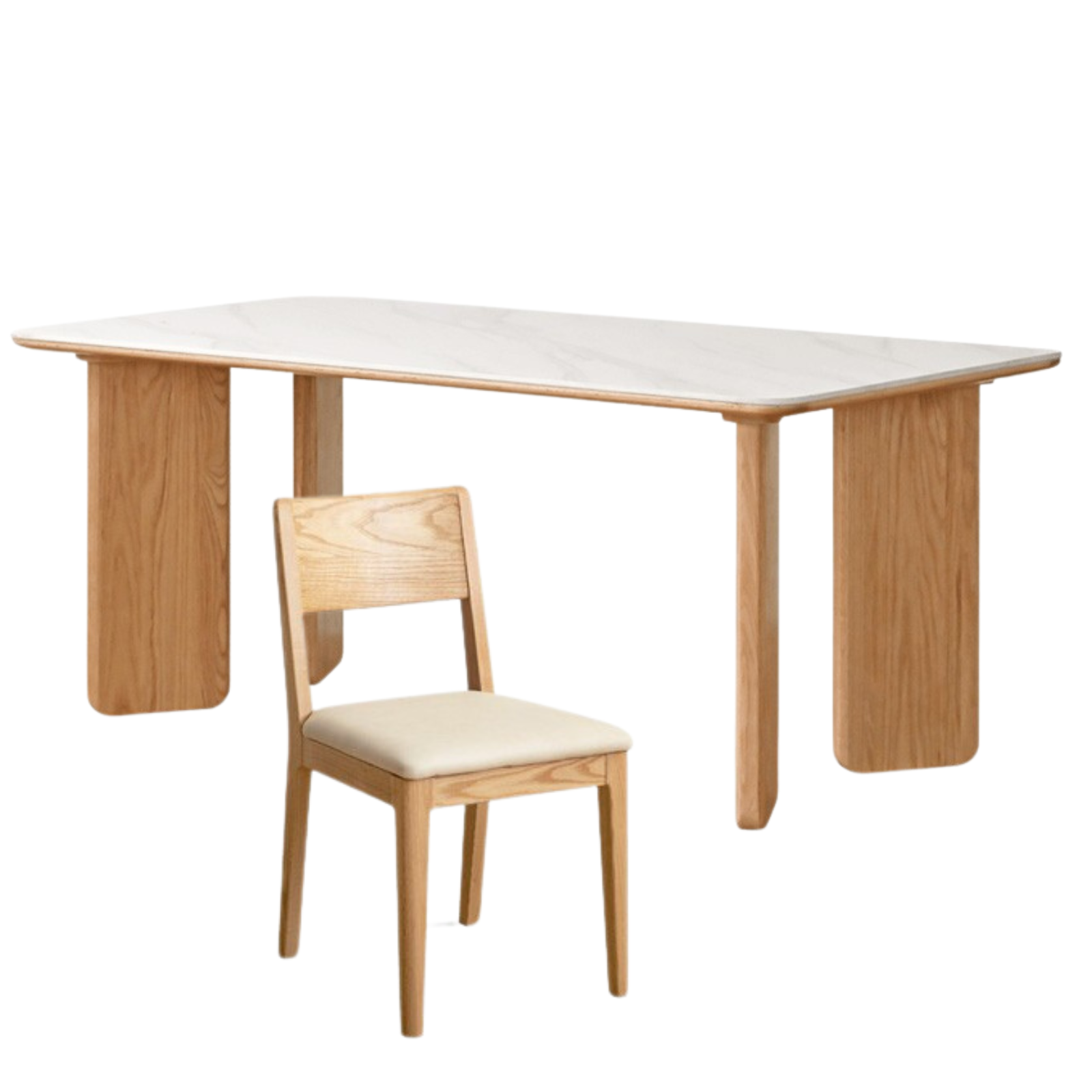 Solid Oak Wood Modern Dining Table - Rock Design for Kitchen, Dining Room & Home Decor | Durable & Stylish Furniture for Family Gatherings
