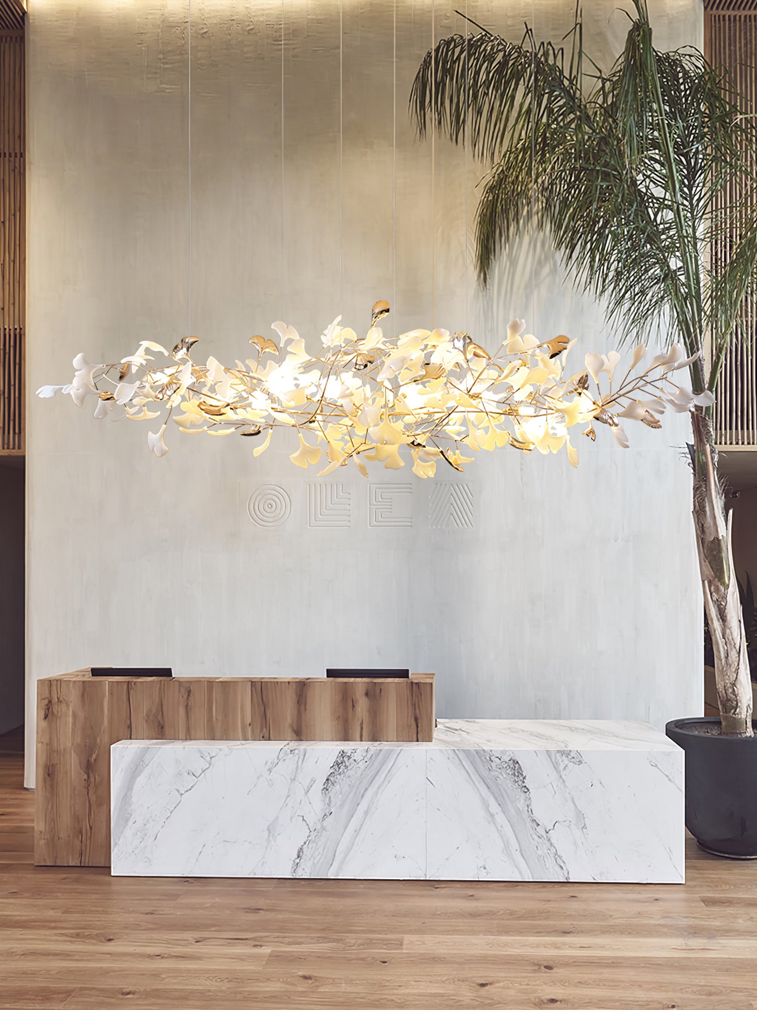 Elegant Ginkgo Leaf Cloud Chandelier - Modern LED Ceiling Light Fixture for Dining Room, Bedroom & Living Room Decor