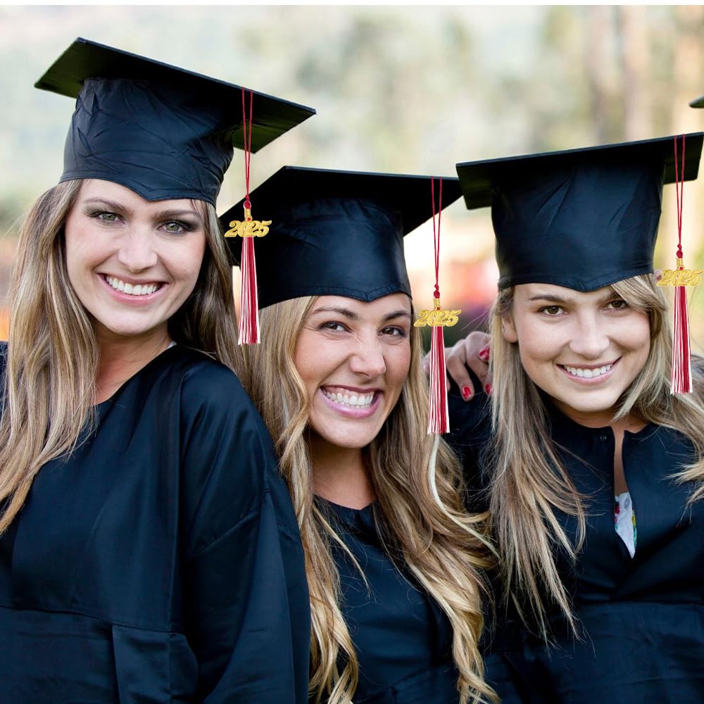 2025 Graduation Tassel - Red & White Commencement Tassel with Gold 2025 Charm for Graduation Caps | Perfect for Graduation Party Decorations & Gifts for Graduates | Ideal for High School, College, and University Graduation Ceremonies