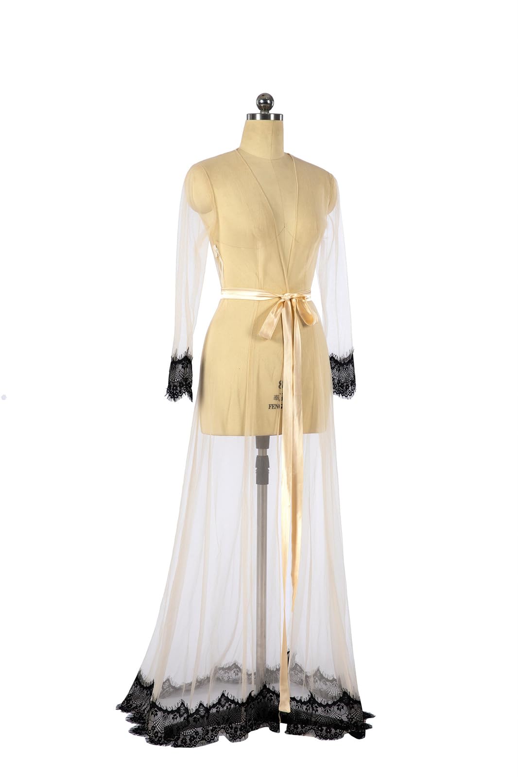 Elegant Women's Tulle Lace Maternity Robe - Soft Bridal Photoshoot Gown & Luxury Bathrobe for Pregnancy, Boudoir & Spa Relaxation
