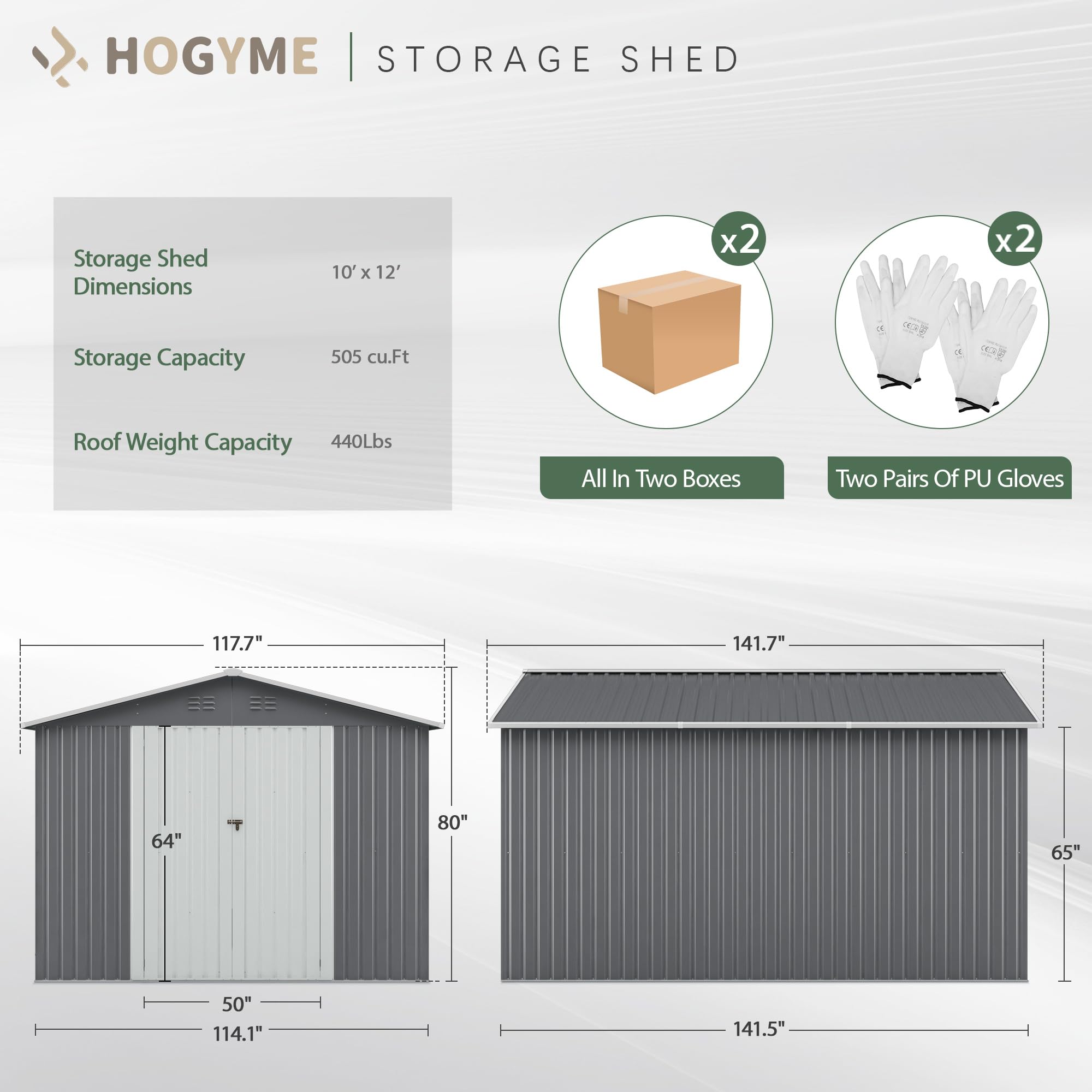 10 x 12 FT Heavy Duty Outdoor Storage Shed - Large Metal Tool Shed with Reinforced Frame & Lockable Doors - Weatherproof Garden Shed for Backyard, Patio, Lawn - Perfect for Storing Tools, Equipment & Outdoor Gear (Grey)