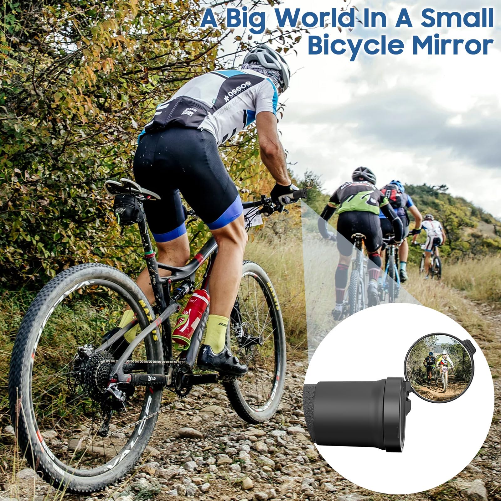MoKo 2-Pack 360° Rotatable Bike Mirrors - Durable Acrylic & Silicone Rearview Mirrors for Mountain Bikes, E-Bikes, Motorcycles - Safe Handlebar Mount for Enhanced Cycling Visibility (Perfect for Commuting, Trail Riding & Road Safety)