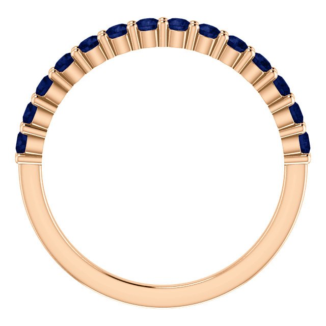14K Gold 0.70 CTW Round Blue Sapphire Shared Prong Band Ring - Perfect for Engagement, Anniversary & Wedding Jewelry Gifts