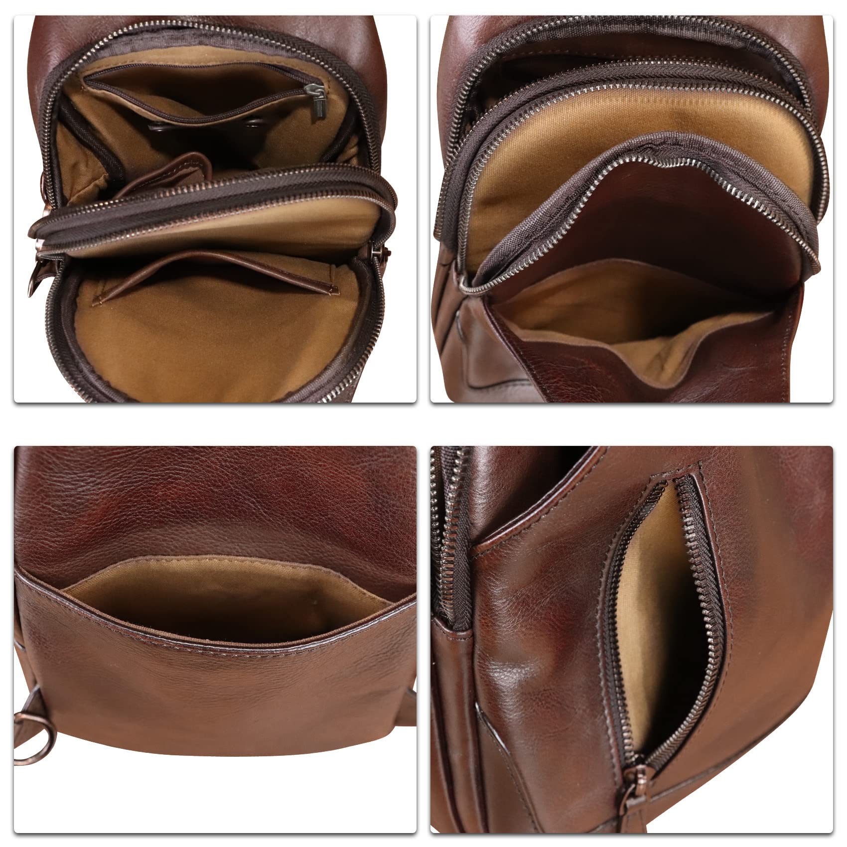 LRTO Genuine Leather Sling Bag for Men & Women - Real Leather Crossbody Shoulder Bag, Chest Bag & Sling Backpack Purse - Perfect for Travel, Work & Everyday Use