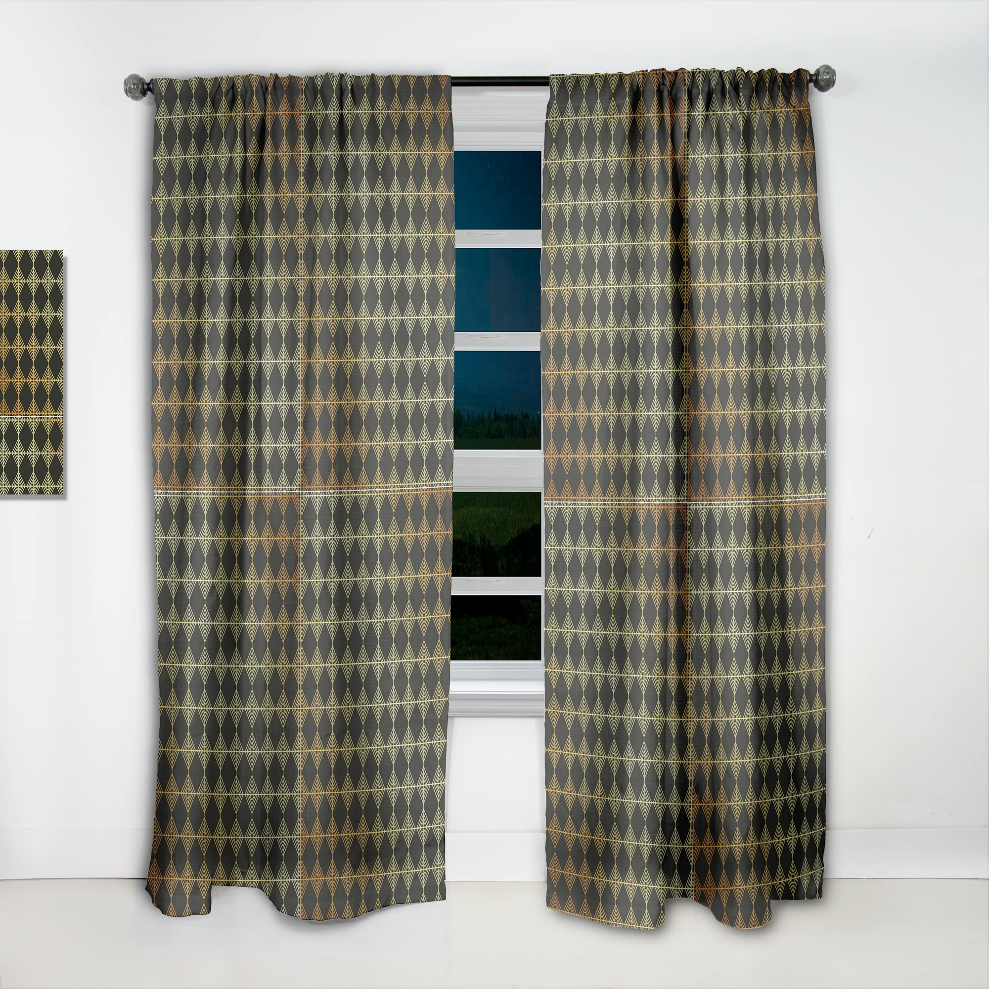 DesignQ Luxury Metallic Geometric Curtains - Thermal Insulated Single Panel (52x108) for Bedroom & Living Room - Elegant Home Decor for Modern Interiors