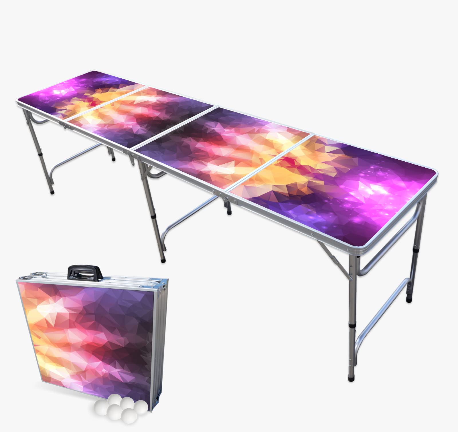 PARTYPONG 8 Foot Folding Beer Pong Table - Prism Edition | Portable Party Game Table for Outdoor & Indoor Events | Perfect for College Parties, Tailgates & Backyard Gatherings