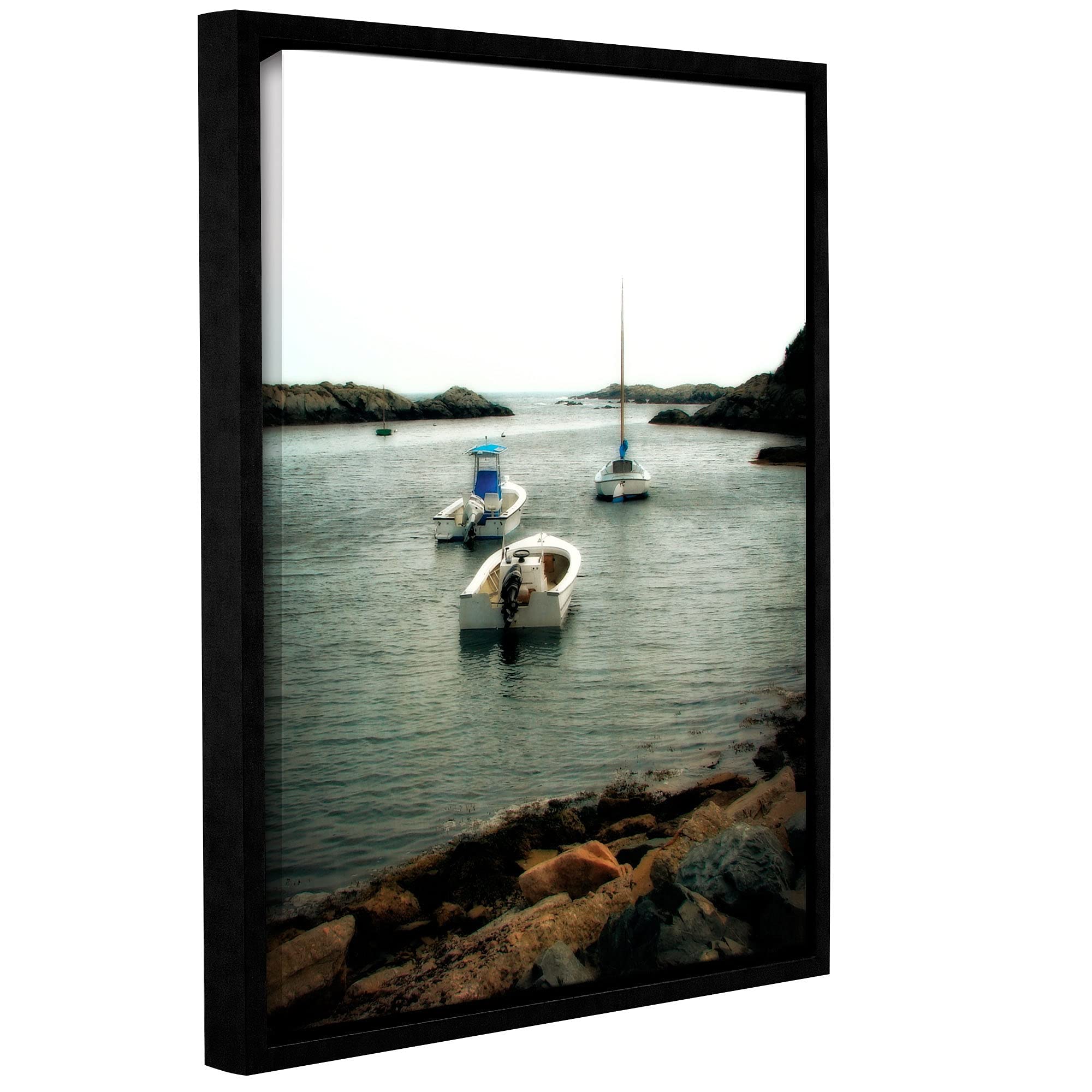 ArtWall Kevin Calkins 'Safe Harbor' Black Floater-Framed Canvas Wall Art - 18x24 Inches - Ready to Hang - Perfect for Living Room, Bedroom & Office Decor