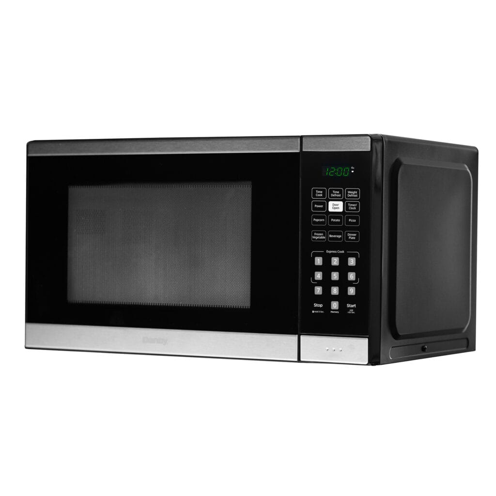 Danby DBMW0925BBS 0.9 cu. ft. Compact Countertop Microwave Oven - Black Stainless Steel - Perfect for Dorms, Offices & Small Kitchens