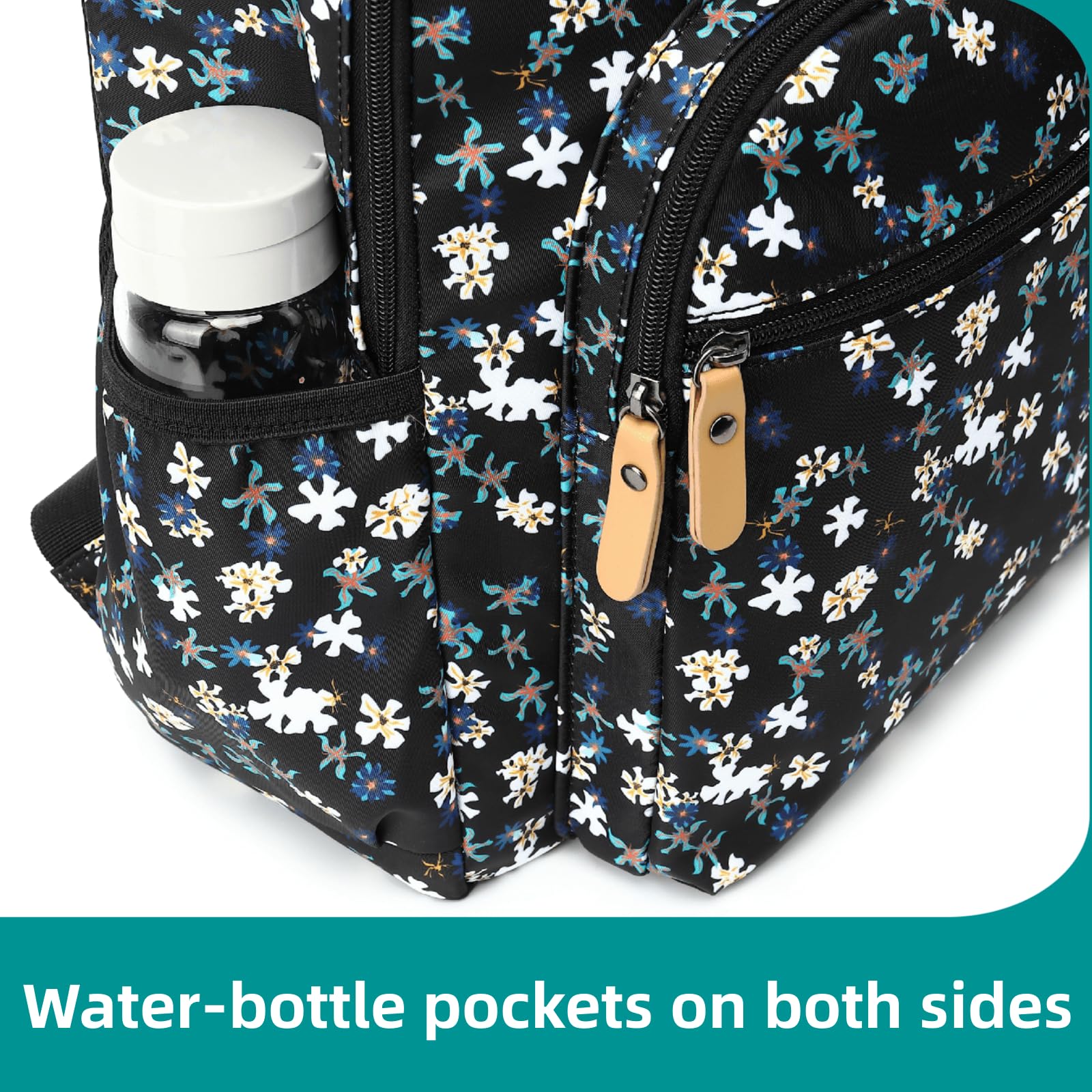 **Leaper Daisy Print Laptop Backpack for Women & Girls - Lightweight Travel Backpack, School Backpack, College Daypack, Bookbag - Perfect for Work, Travel & School (Black)**