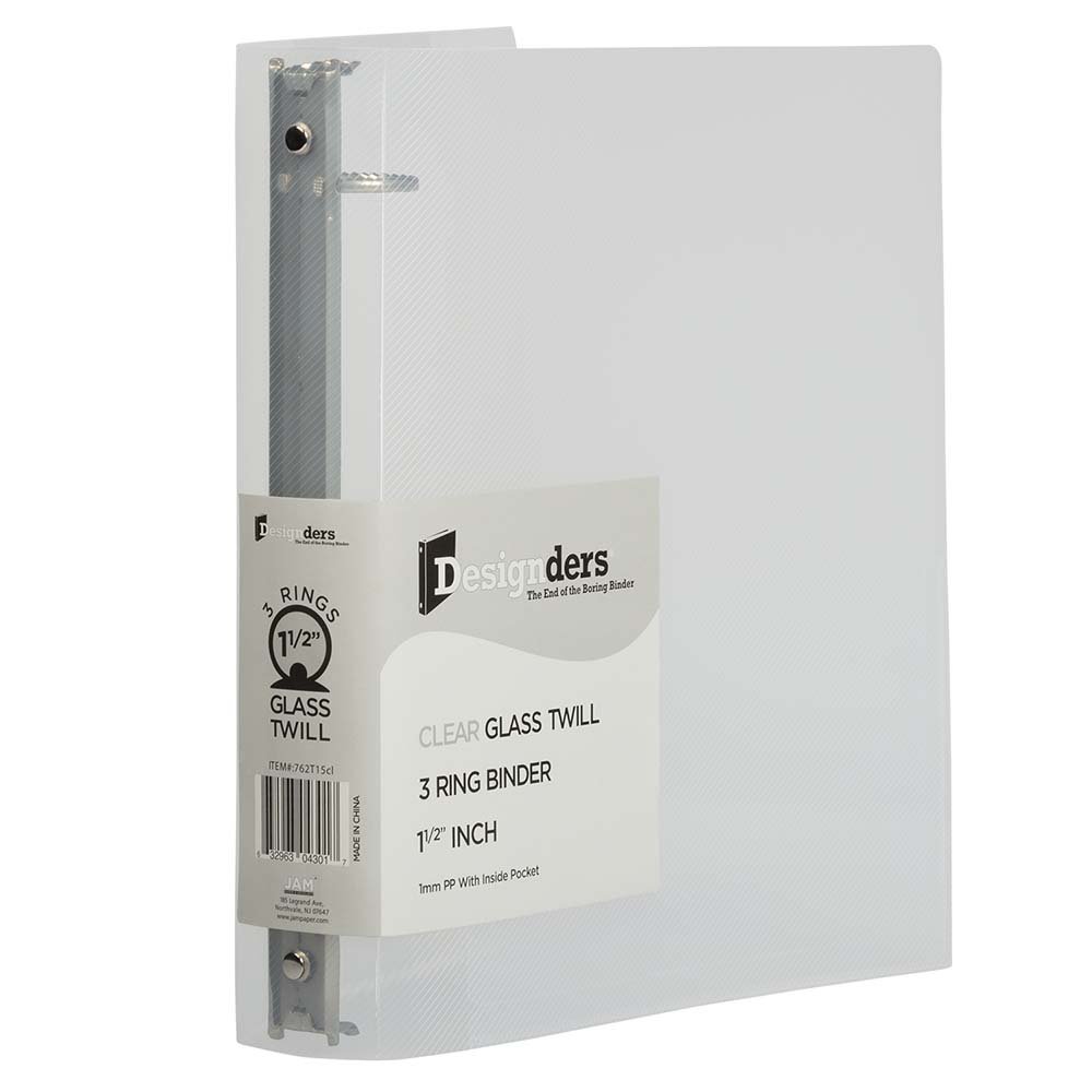 JAM PAPER Clear Plastic 1.5 Inch 3-Ring Binders - 20 Pack Bulk School & Office Supplies for Organizing Documents, Reports, and Presentations