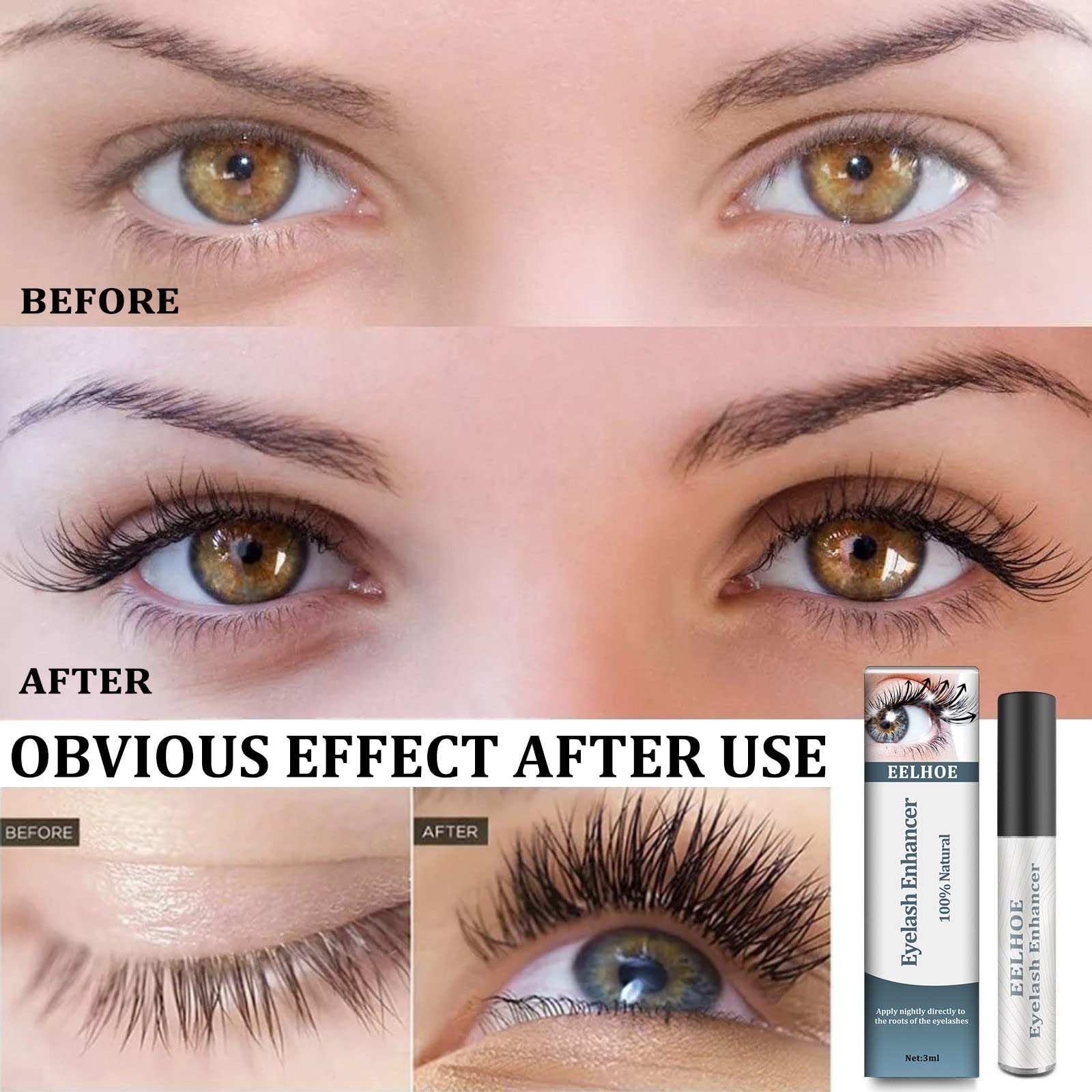 Premium Eyelash Growth Serum for Longer, Thicker Lashes - Hypoallergenic & Non-Irritating Lash Boost Formula - 3ml - Perfect for Daily Use & Sensitive Eyes
