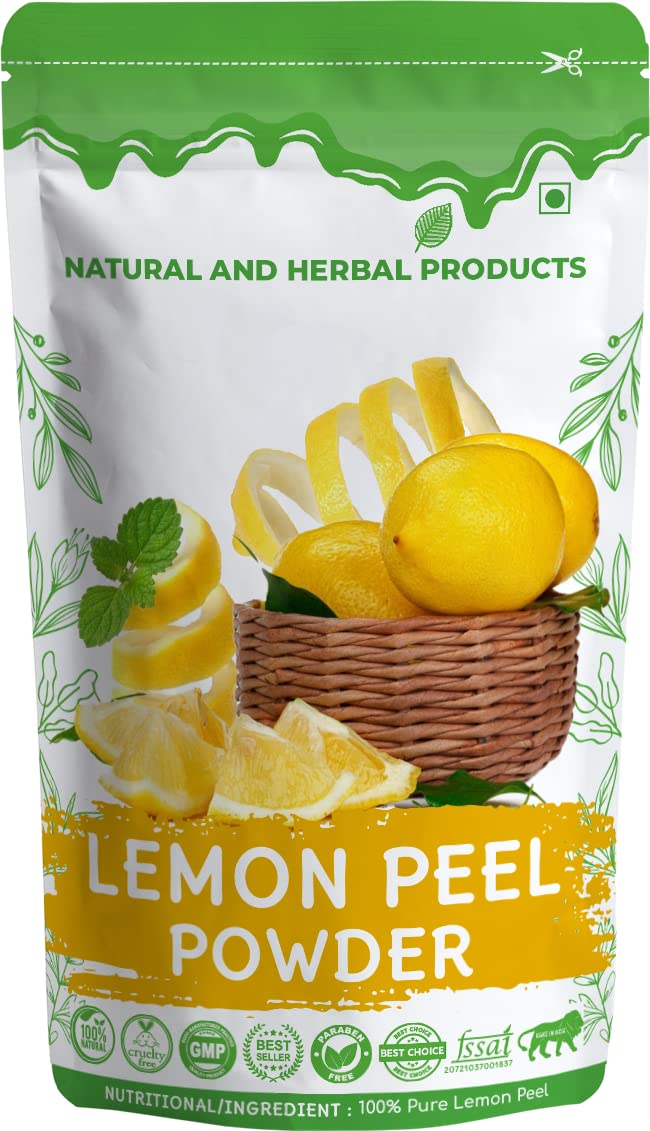 Organic Lemon Peel Powder (100Gm) - Skin Brightening, Dark Circle Treatment, Hair Growth & Glowing Face | For Face Cleanser, Herbal Tea, Teeth Whitening & Cooking | Pure Citrus Limonum (Nimbu) for Pigmentation & Healthy Hair