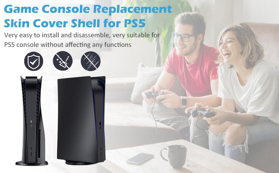 PEYANZ PS5 Faceplate Cover for Disc Edition - Anti-Scratch ABS Shell with Heat Dissipation & Dustproof Design + 2 Free Controller Silicone Covers | Perfect for Gaming Setup, Home Entertainment & PS5 Protection