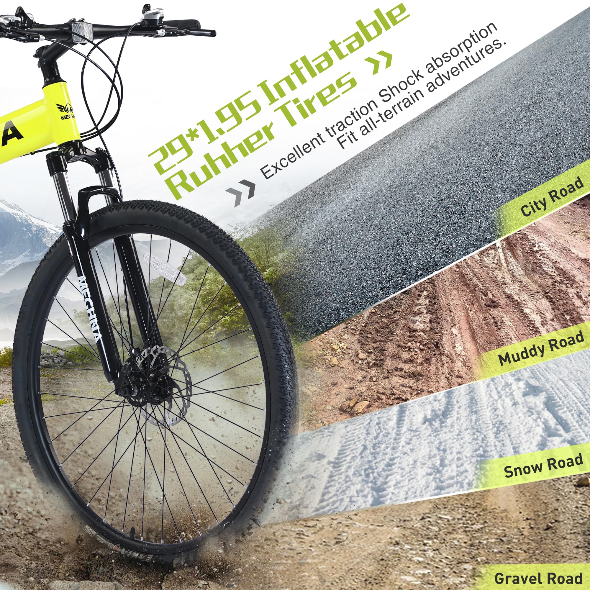 29 Inch Folding Mountain Bike for Adults - 21 Speed, Dual Disc Brakes, Lightweight Aluminum Alloy Frame - Foldable Bicycle for Men & Women - Perfect for Commuting, Trail Riding & Outdoor Adventures