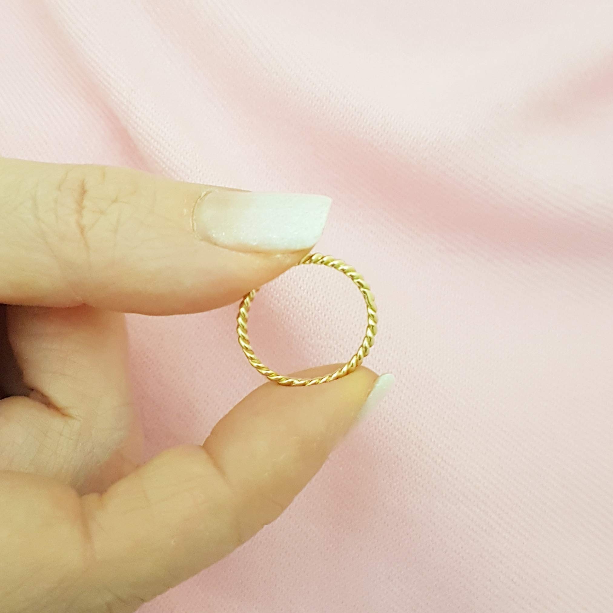 14K Real Solid Gold Rope Ring for Women - Dainty Twisted Rope Design, Elegant Minimalist Jewelry - Perfect Christmas & Birthday Gift for Her, Anniversary Present, Everyday Wear or Special Occasions