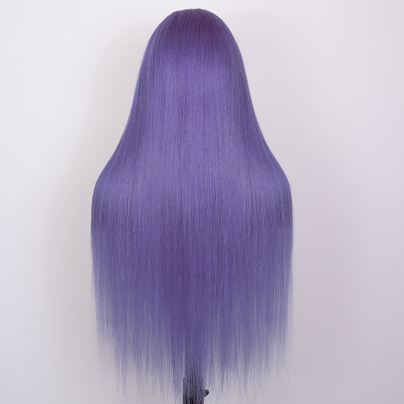 Eullair #613 Blonde Lavender Purple Pink Grey Straight Human Hair Wig with 13x4 Transparent Lace Frontal for Women | Perfect for Cosplay, Daily Wear & Special Occasions