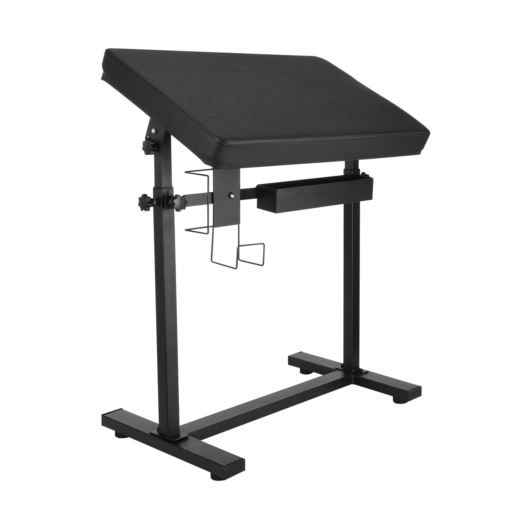Professional Heavy Duty Tattoo Arm Rest Stand with PU Leather & Soft Sponge - Adjustable Height & Angle, Stable Oversized Armrest with Storage Rack - Perfect for Tattoo Artists, Permanent Makeup & Body Piercing Studios