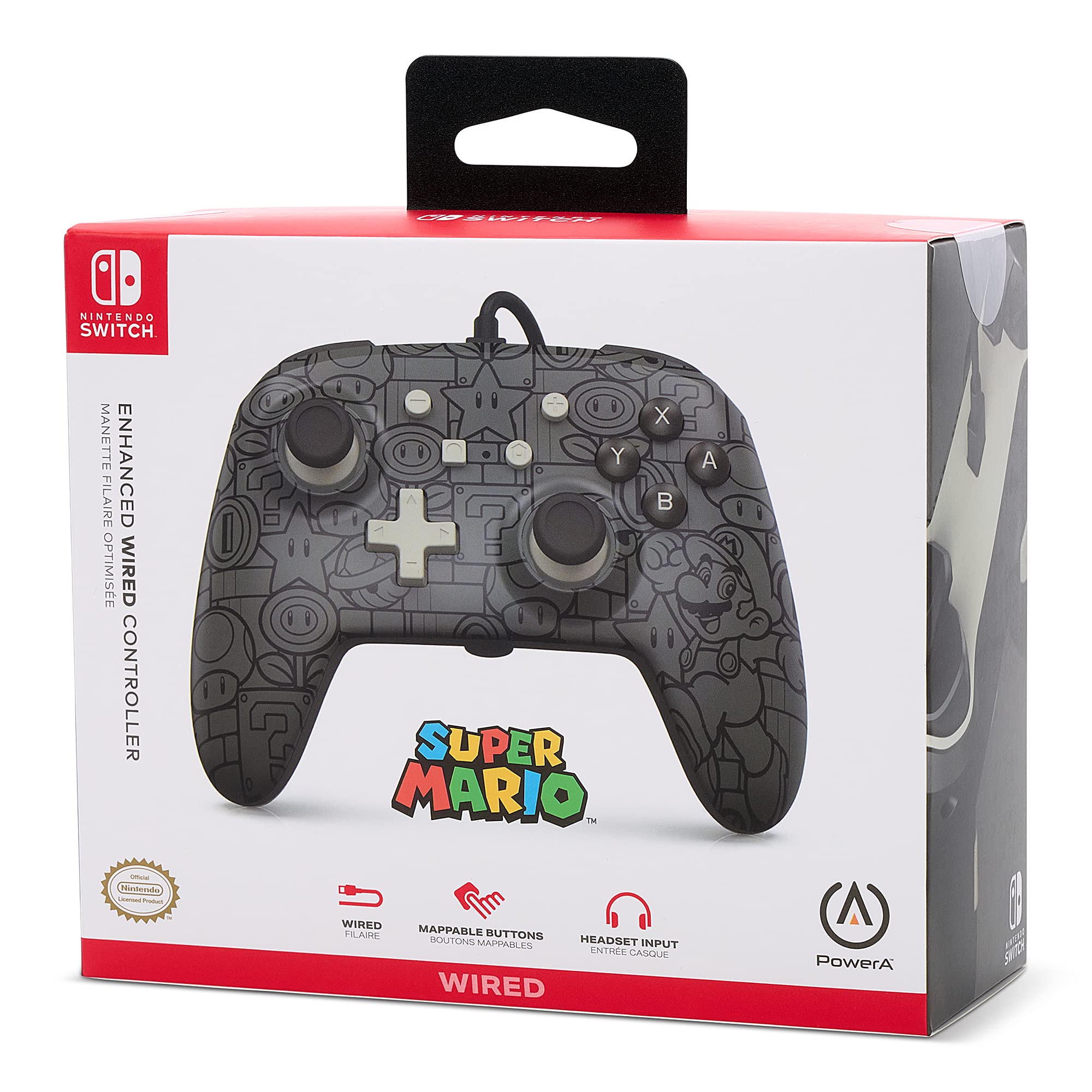 PowerA Enhanced Wired Controller for Nintendo Switch, Switch OLED & Switch Lite - Officially Licensed Mario Edition - Perfect for Gaming, Multiplayer & Family Entertainment