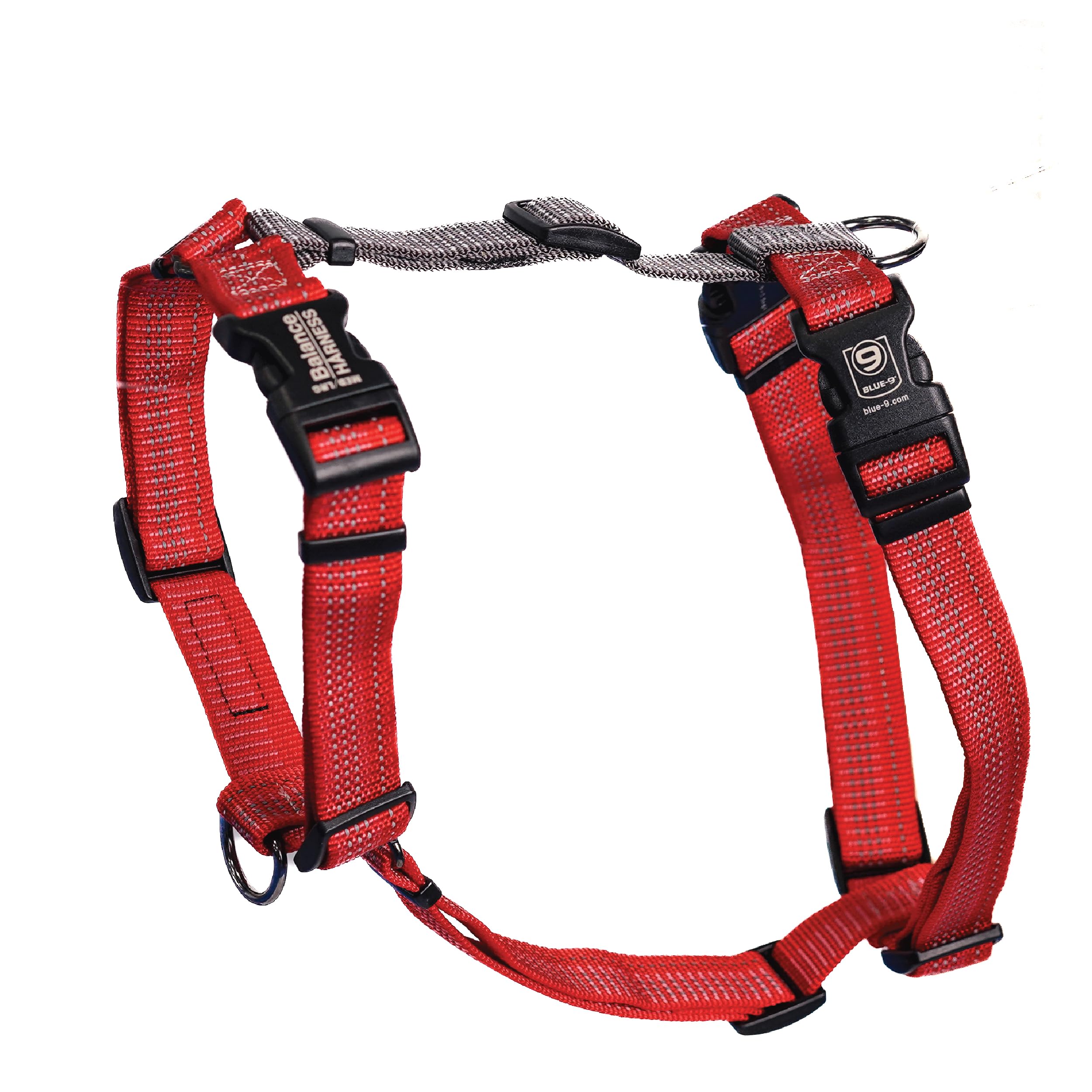 Blue-9 Reflective Buckle-Neck Balance Harness for Dogs - Adjustable No-Pull Pet Harness with 3M Reflective Stitching | Perfect for Training, Walking & Nighttime Safety | Made in USA | Red | Medium Size