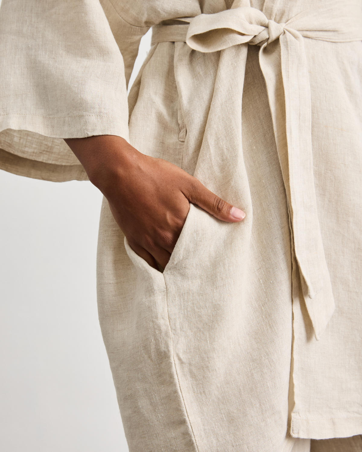 Oatmeal Cabana Short Robe - Lightweight Summer Cover Up for Women, Beach Poolside Lounging, Spa Relaxation