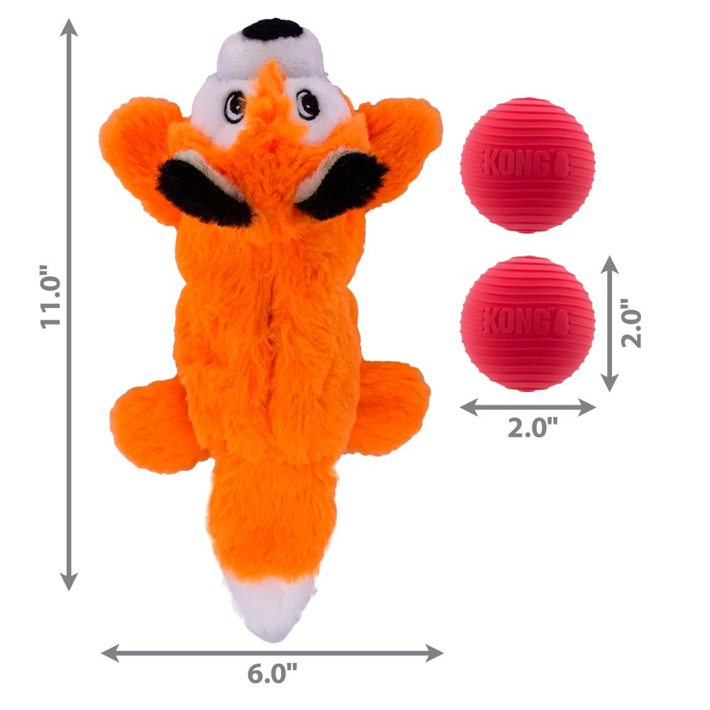 Zorro Cozie® Dog Toy with 2 Removable Balls - Soft Plush Chew Toy for Dogs by Kong - Perfect for Playtime, Training & Teething Relief