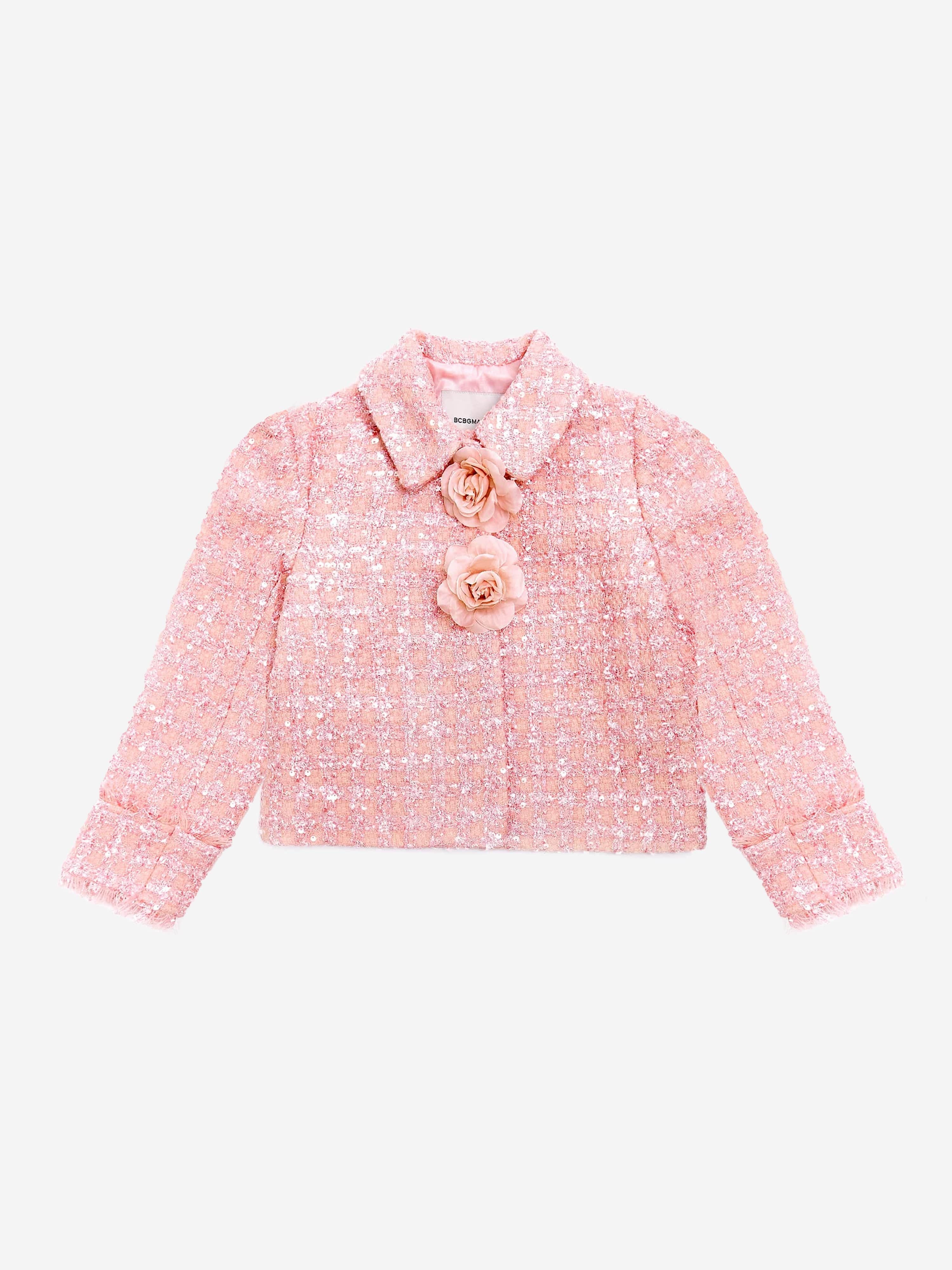 BCBG Girls Rose Tweed Jacket in Pink | Classic Blazer for School & Special Occasions | Elegant Spring & Fall Outerwear for Teens