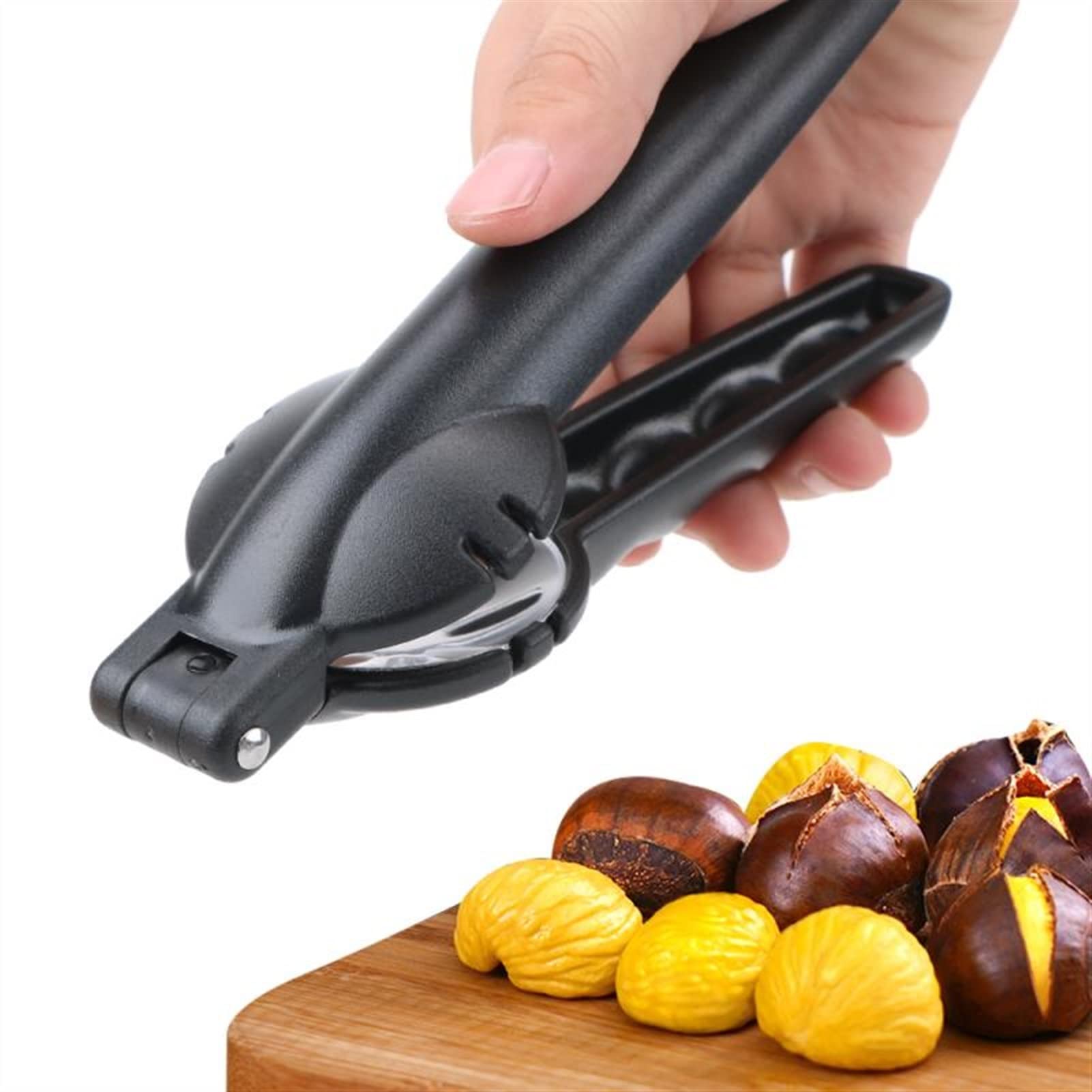 Stainless Steel Nut Cracker & Sheller - 2-in-1 Walnut Pliers, Chestnut Opener - Durable Kitchen Gadget for Nuts (Yellow) | Perfect for Holiday Baking, Snack Prep & Kitchen Use