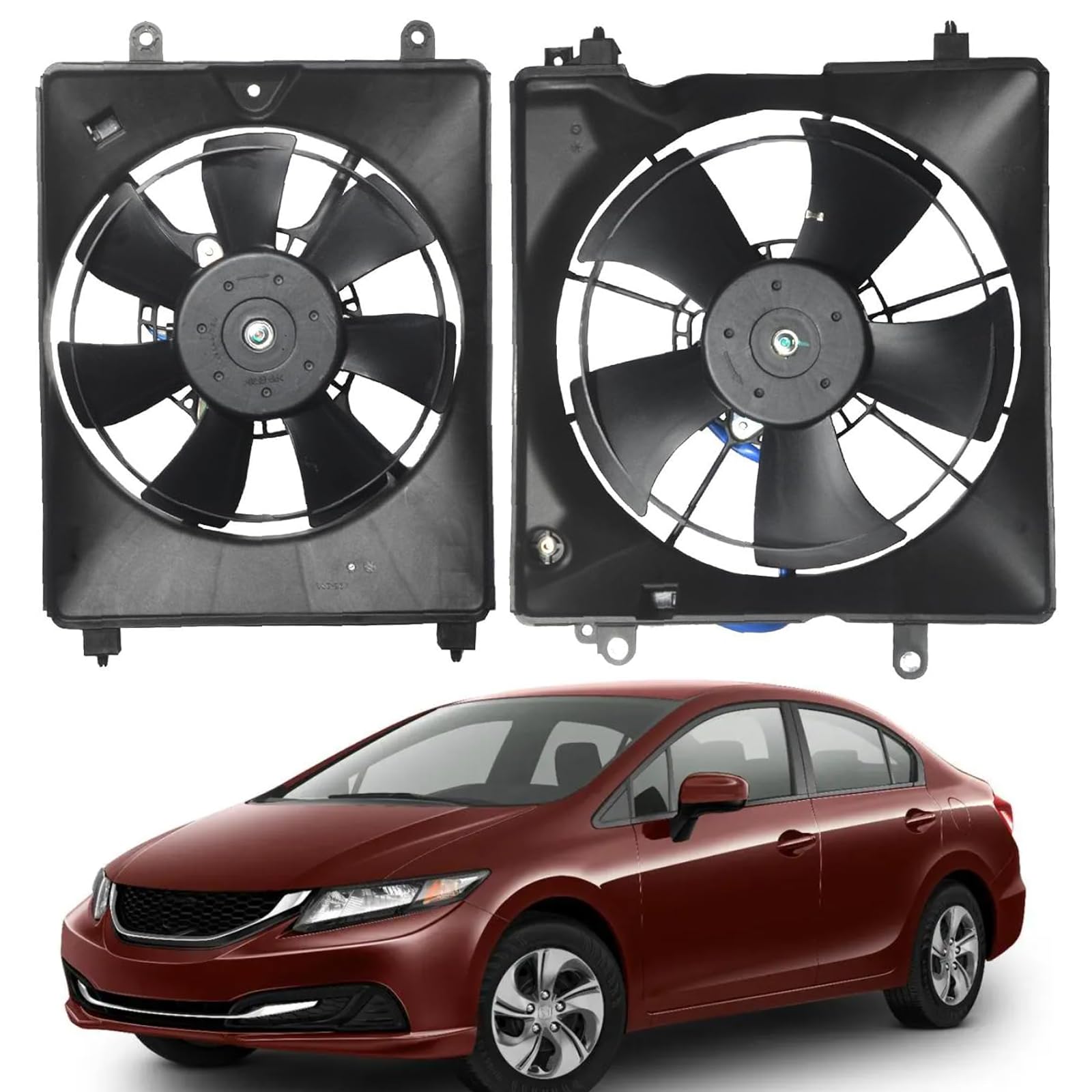 12V Electric Engine Radiator Cooling Fan Assembly Compatible with Honda Civic 2012-2015 & Acura ILX 2013-2015 - High Performance Automotive Cooling System Replacement Part for Engine Overheating Prevention