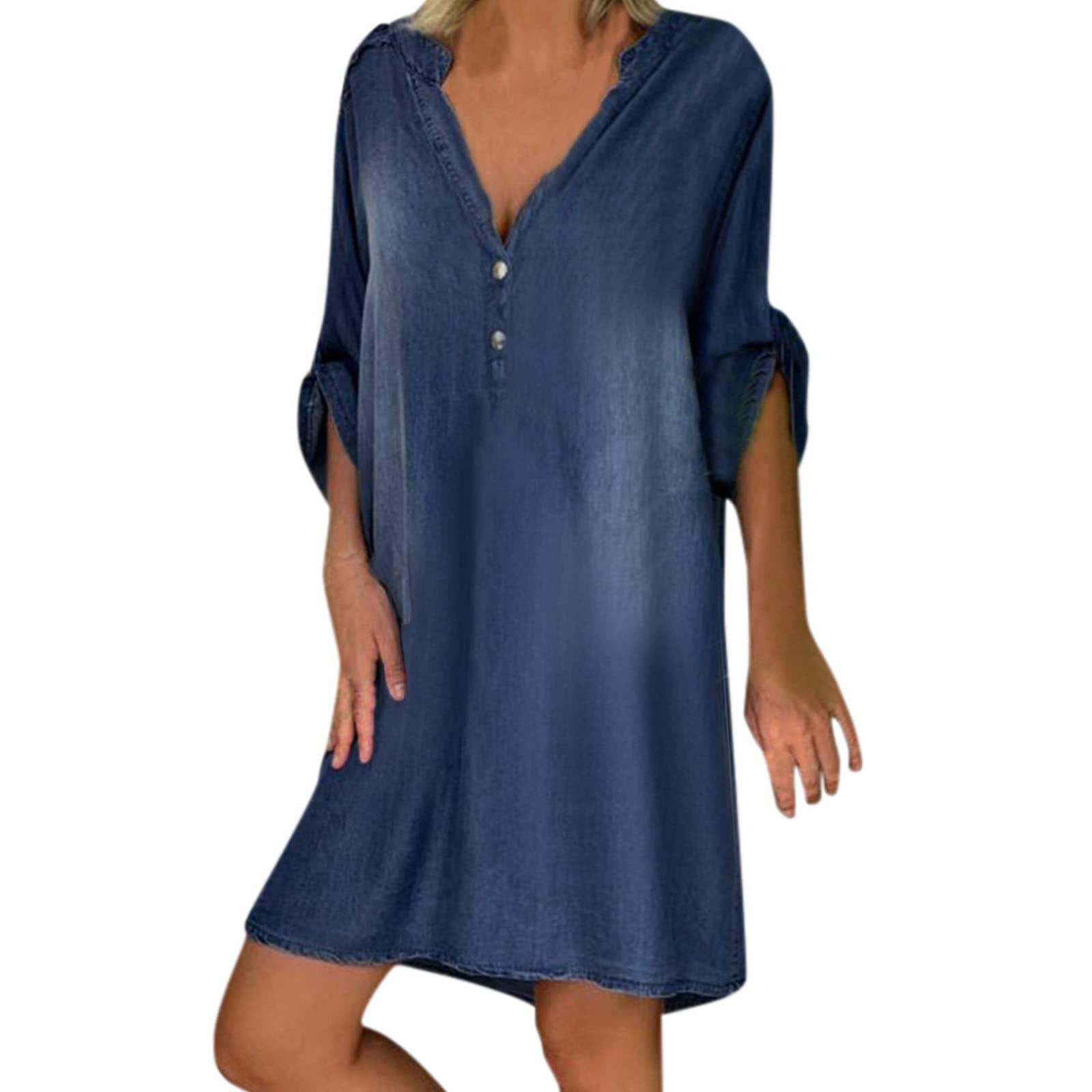 Women's Button Down Long Sleeve Shirt Dress - Loose Fitted Maxi Dress with Pockets | Casual Flowy Long Dress for Everyday Wear, Office & Outdoor Activities