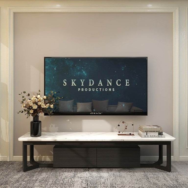 Macsen Modern TV Stand with Sintered Stone Top - 200cm Wide Media Console for Living Room, Perfect for 65-85 Inch TVs - Durable Entertainment Center for Home Theater Setup