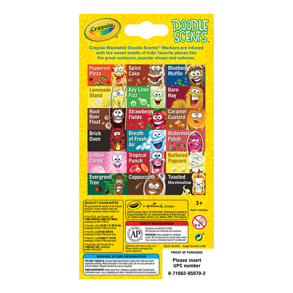 18-Piece Crayola Scented Washable Markers for Kids - Non-Toxic Doodle Art Supplies for Children 36+ Months - Perfect for School Projects, Coloring Books & Creative Play