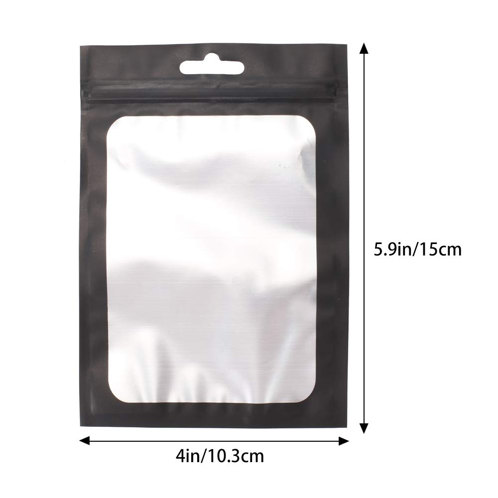 100 Pack Smell Proof Mylar Bags with Resealable Zipper & Clear Window - Airtight Food Storage Bags for Coffee Beans, Herbs, Snacks - Perfect for Kitchen Pantry Organization & Travel Snack Storage