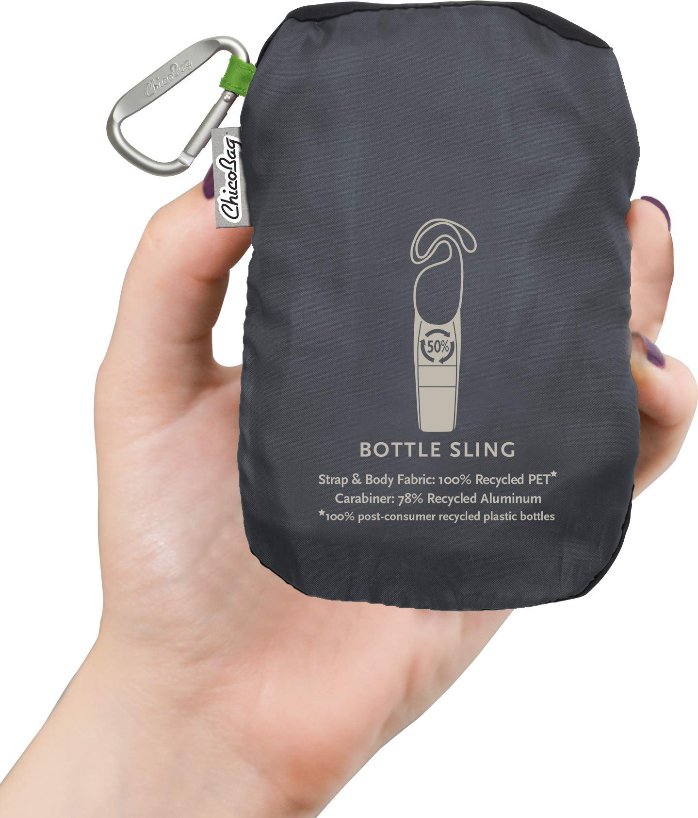 ChicoBag rePETe Recycled Water Bottle Sling with Adjustable Strap | Eco-Friendly Limestone Design | Perfect for Hiking, Gym & Outdoor Adventures