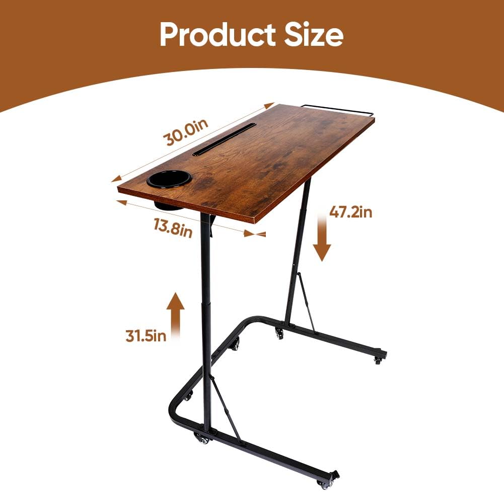 Adjustable Bike Trainer Fitness Desk - Portable Indoor Cycling Workstation with Lockable Wheels - Perfect for Home Gym, Office, and Treadmill Desk Workouts