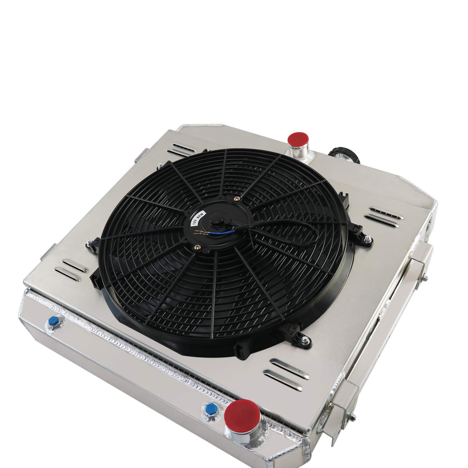 AlloyWorks 3-Row Aluminum Radiator with Shroud Fan & Relay Kit for 1955-1957 Chevy Bel Air, Nomad, One-Fifty, Two-Ten Series 4.3L/4.6L V8 - High Performance Cooling Upgrade for Classic Car Restoration & Hot Rod Builds