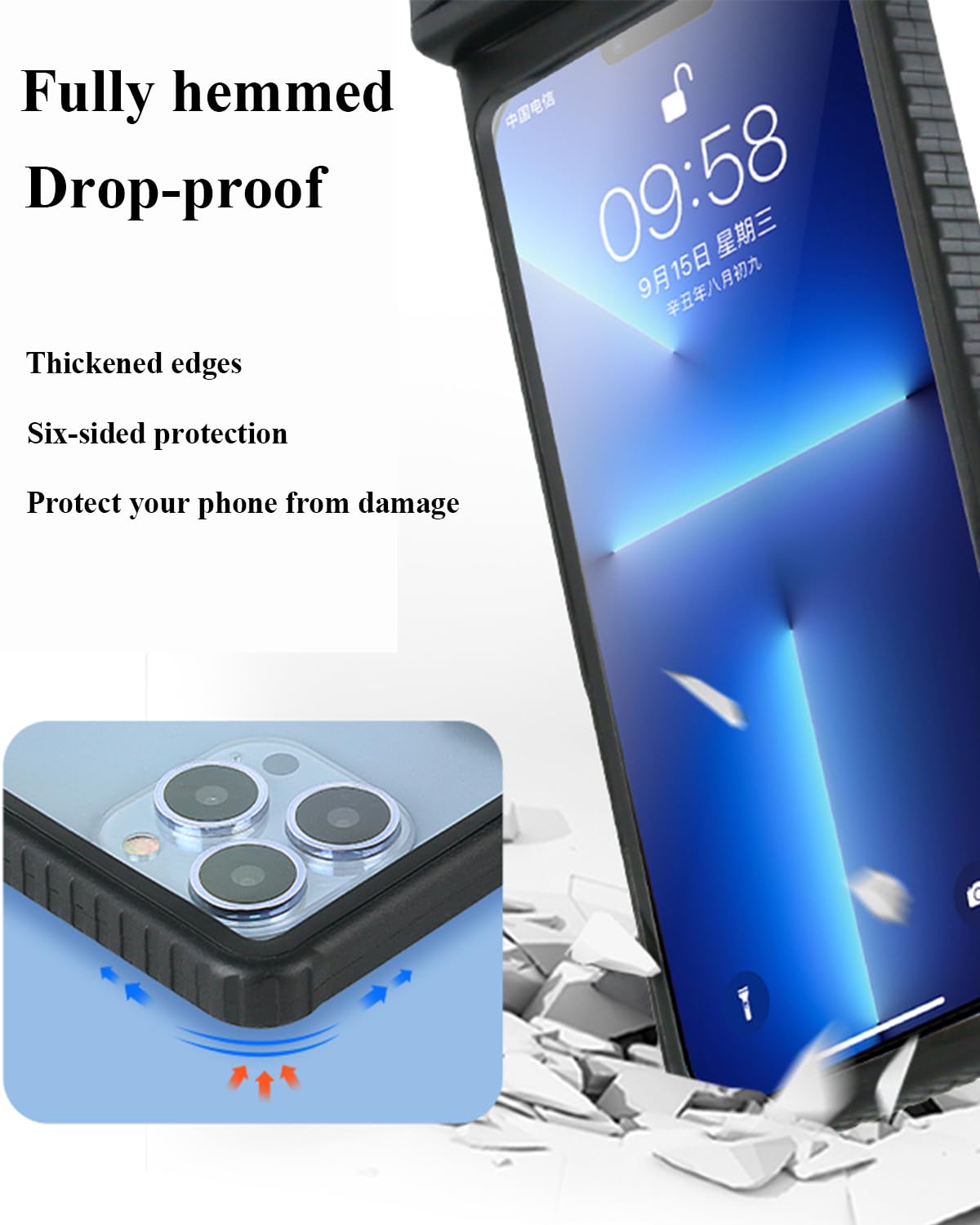 **Waterproof Phone Case for iPhone 12/13/14/15 & Samsung S24/S23/S22 – 50ft/15m Diving & Snorkeling Protection with Lanyard – Underwater Photography & Video Housing – Ideal for Scuba, Beach, Pool & Water Sports (Black)**